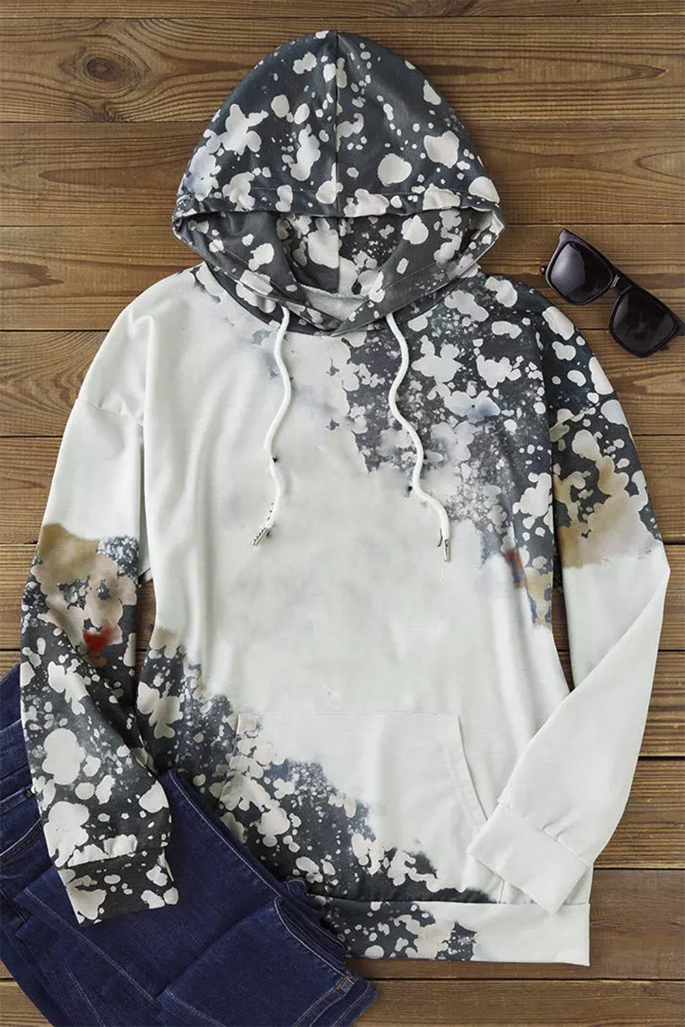 Printed_Drawstring_Kangaroo_Pocket_Hoodie | hoodie pocket