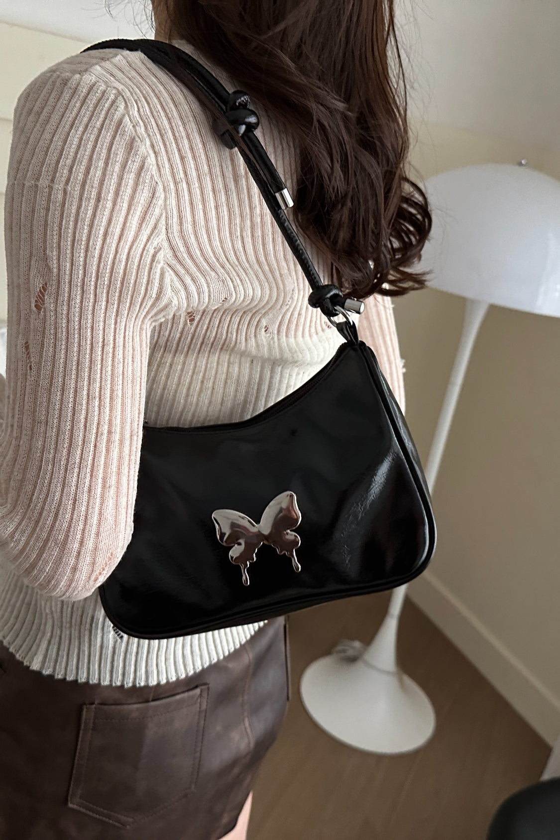 Butterfly PU Leather Knotted Strap Shoulder Bag | women's shoulder bag