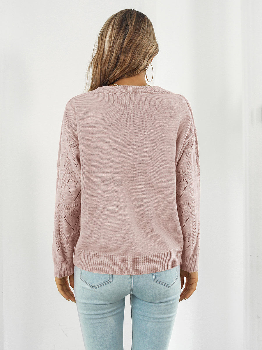 Openwork V-Neck Sweater