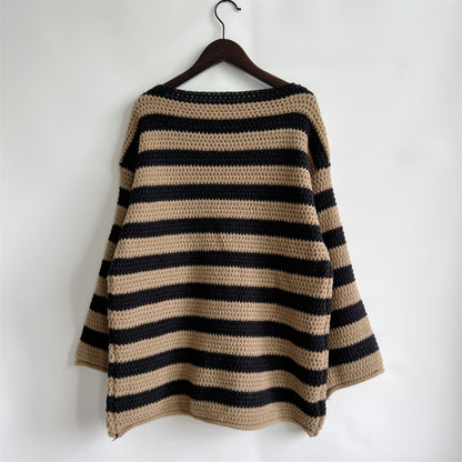 Striped Round Neck Long Sleeve Sweater