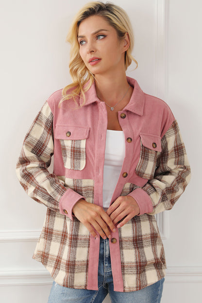 Button Up Plaid Collared Neck Jacket