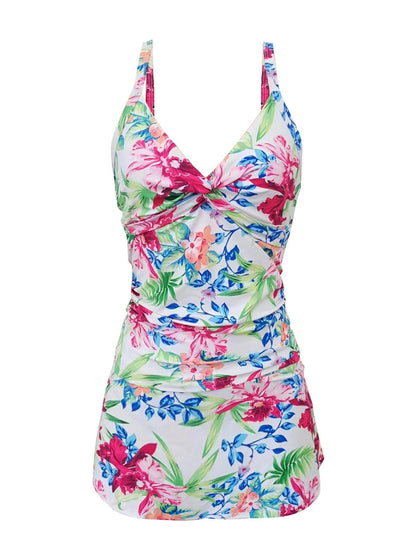 Printed Spaghetti Strap Top and Skirt Swim Set