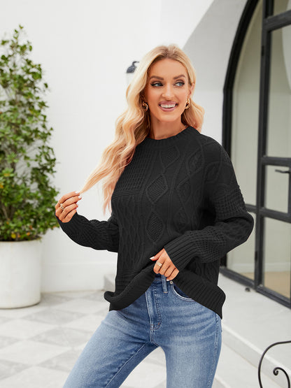 Round Neck Dropped Shoulder Sweater