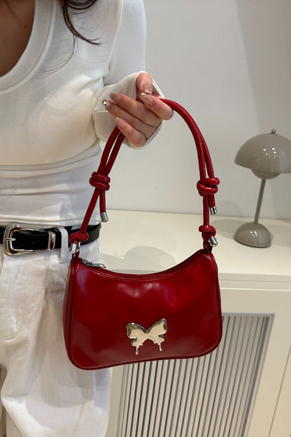 Butterfly PU Leather Knotted Strap Shoulder Bag | maroon shoulder bag | women's shoulder bag