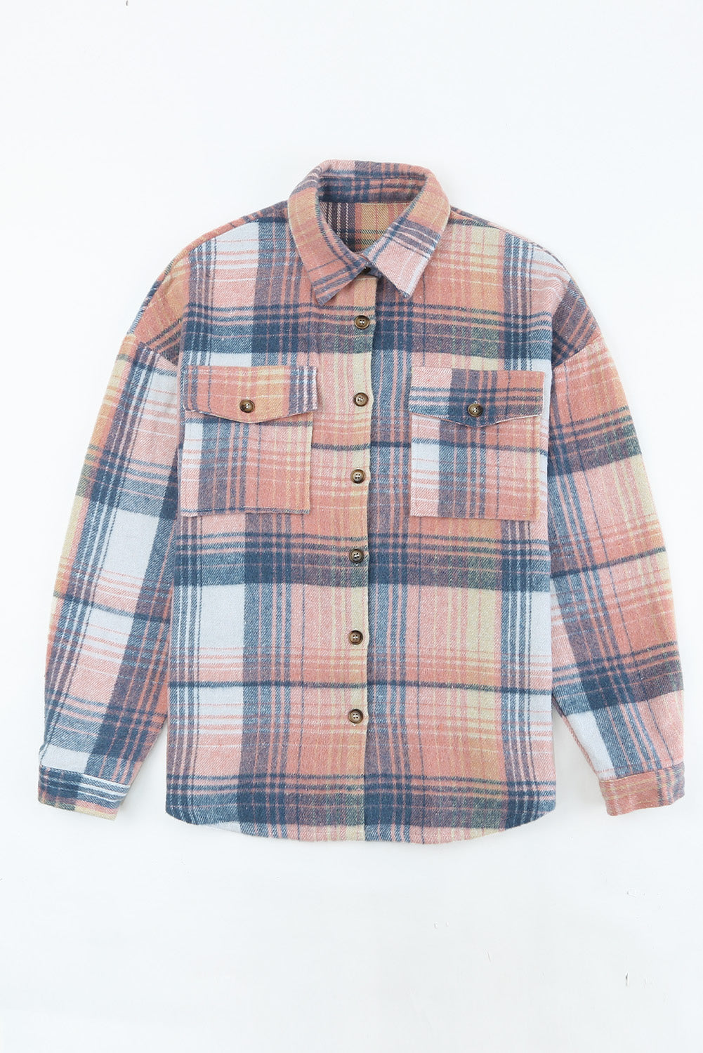 Double Take Plaid Dropped Shoulder Shacket