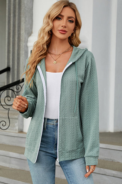 Drawstring_Zip_Up_Long_Sleeve_Hoodie | long sleeved hoodie​