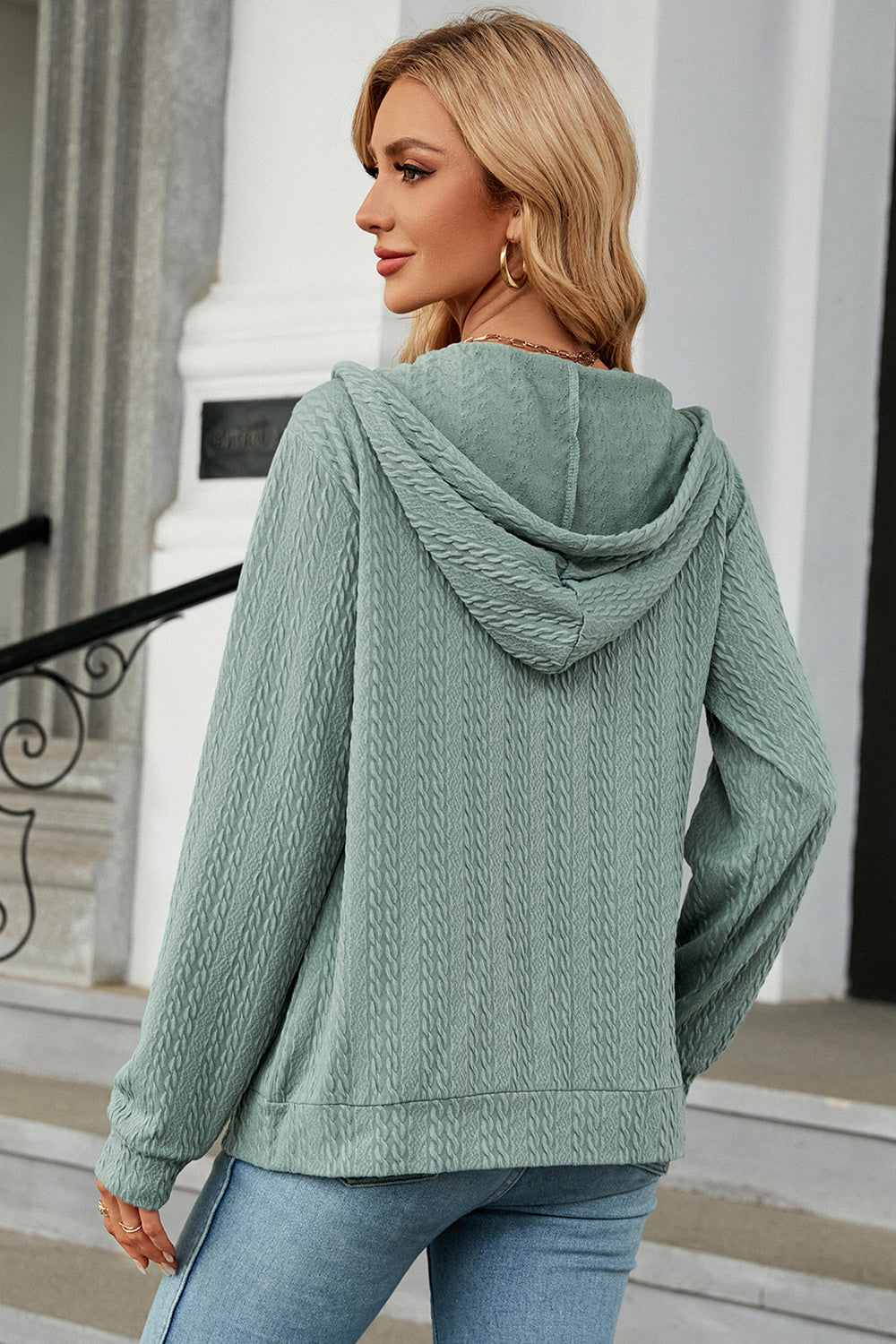 Drawstring_Zip_Up_Long_Sleeve_Hoodie | womens long sleeve hoodie​