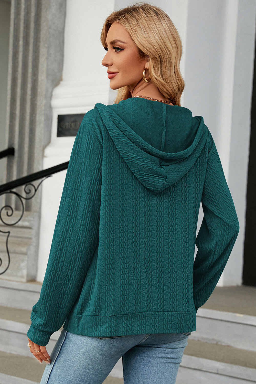 Drawstring_Zip_Up_Long_Sleeve_Hoodie | women's long sleeve hoodies​