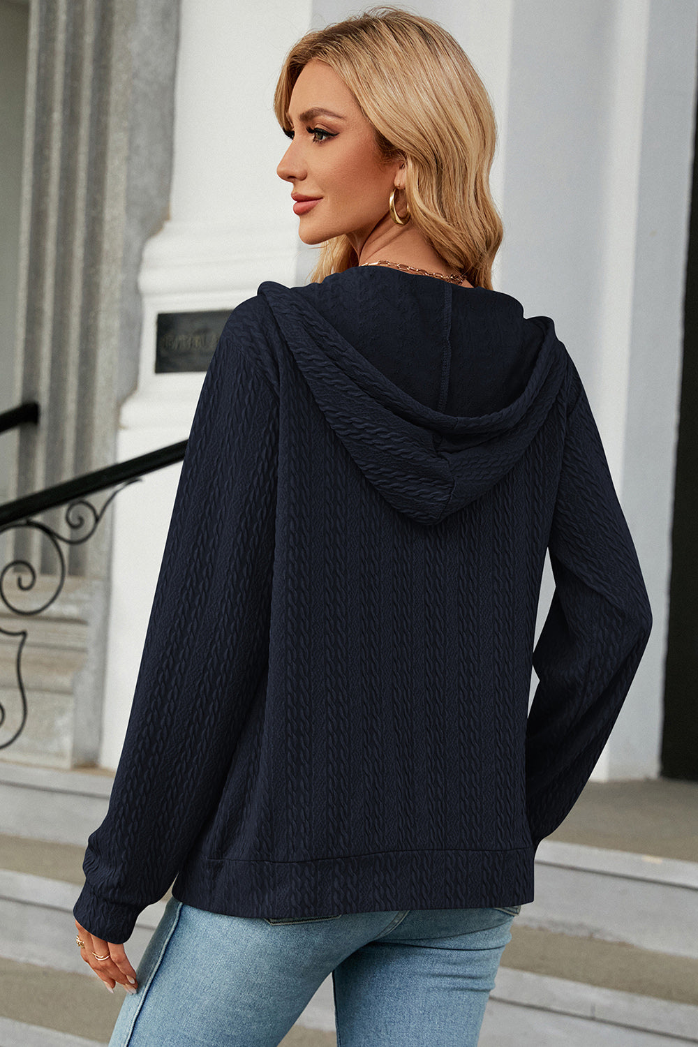 Drawstring_Zip_Up_Long_Sleeve_Hoodie | ong sleeve hoodies​