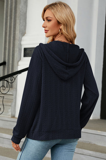 Drawstring_Zip_Up_Long_Sleeve_Hoodie | ong sleeve hoodies​