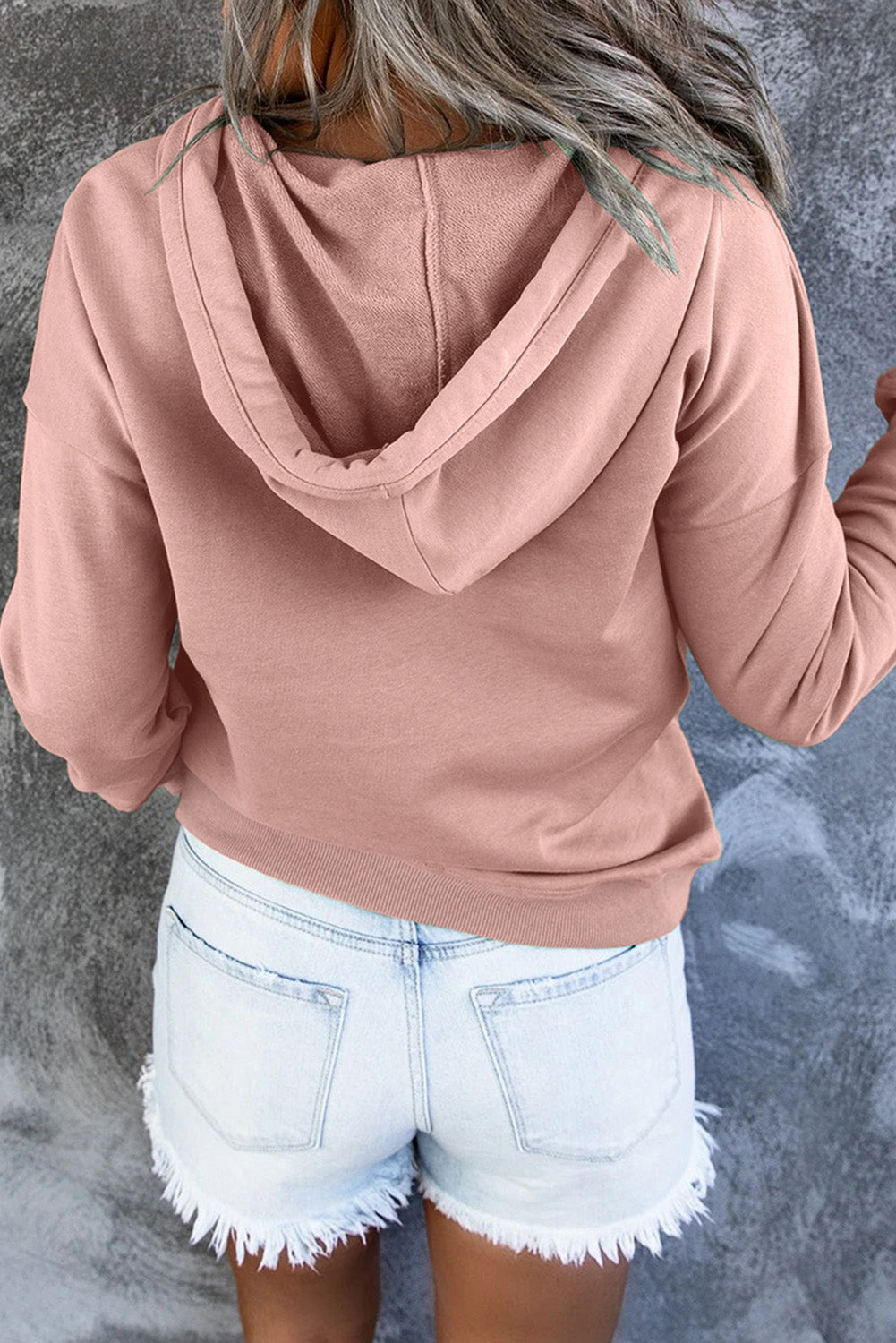 Dropped Shoulder Long Sleeve Hoodie with Pocket | long sleeve shirt hoodie​