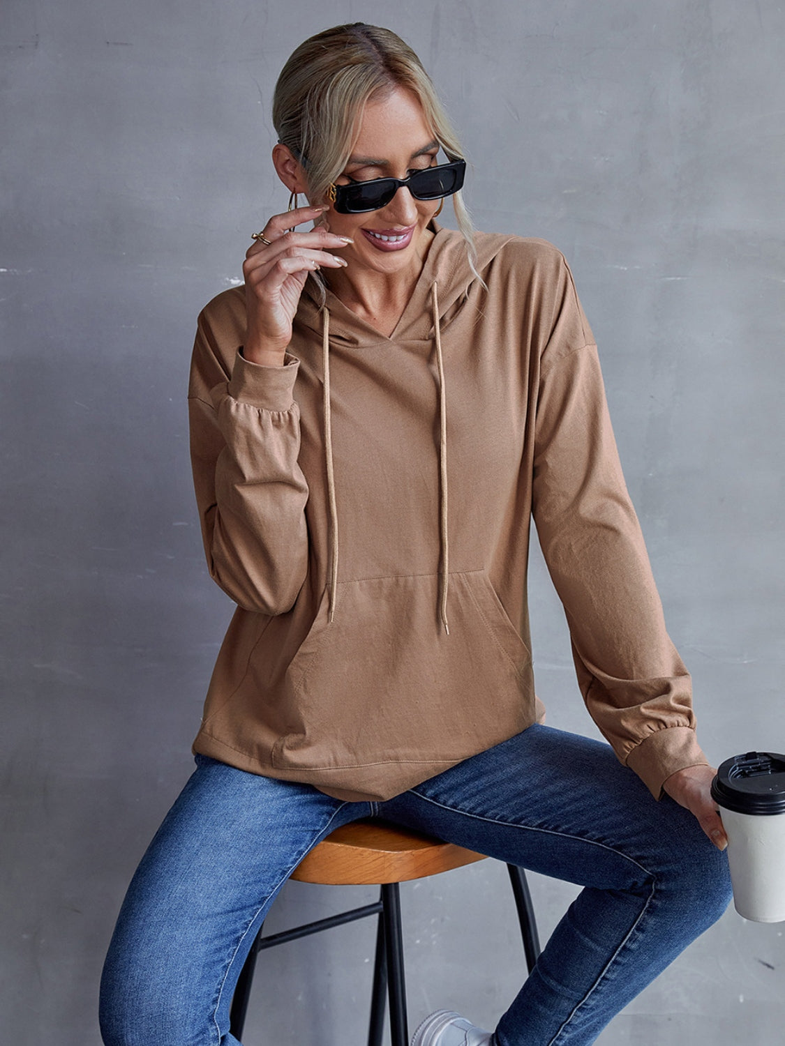 Ivy_Lane_Drawstring_Pocketed_Dropped_Shoulder_Hoodie | womens off shoulder sweaters​

