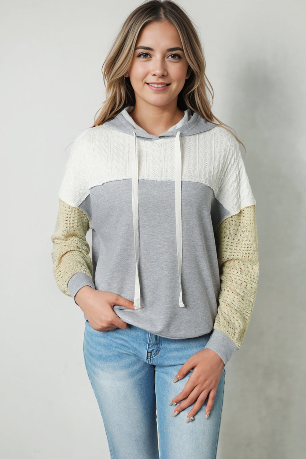 Splicing Drawstring Sweatshirt | drawstring sweater​