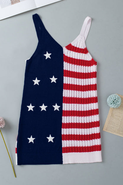 US Flag Theme V-Neck Knit Cami