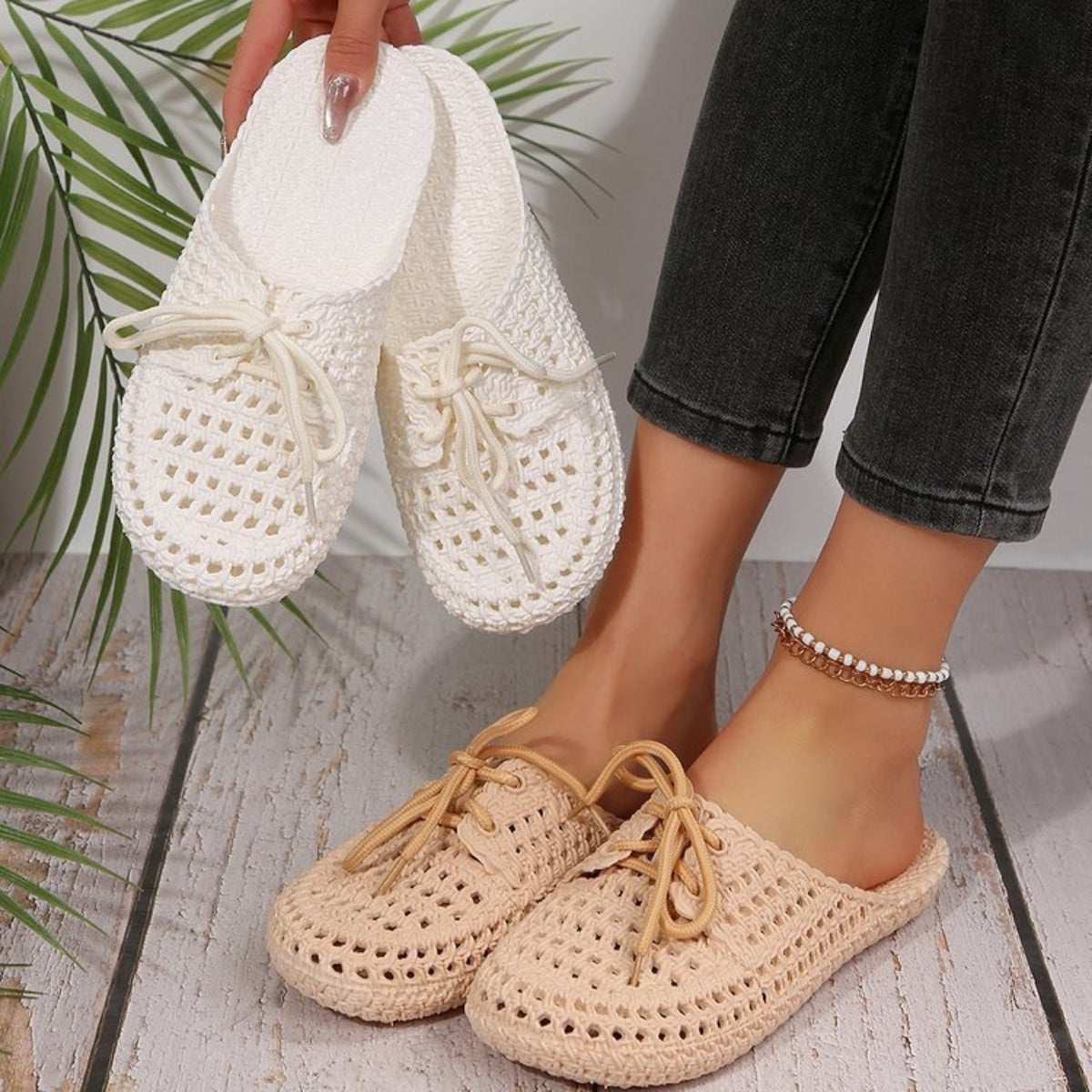 Lace-Up Flat Sandals