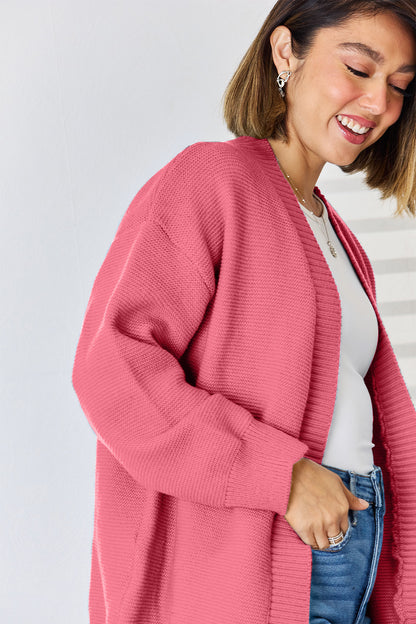 Open Front Dropped Shoulder Cardigan