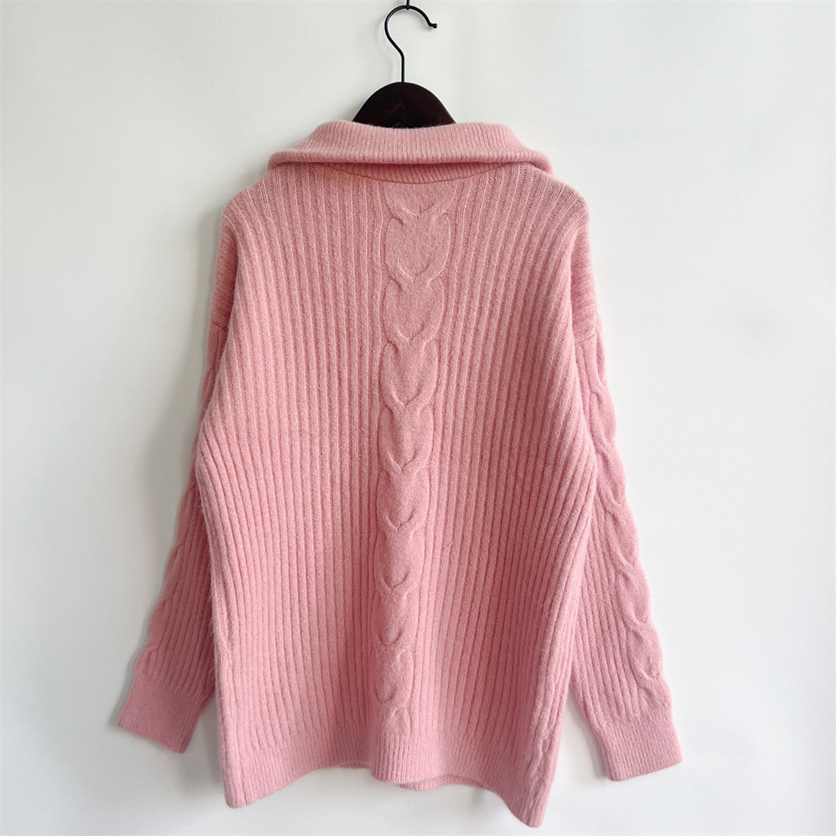 Ribbed Half Zip Long Sleeve Sweater